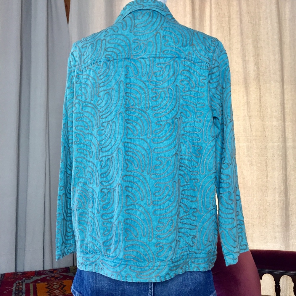 Turquoise Embroidered Jacket - Picture 3 of 5